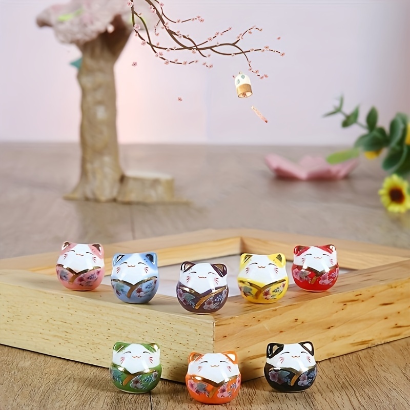 

5pcs Charm Ceramic Cat Beads - Assorted Colors Porcelain Crafting Beads For Making, Necklace, Bracelet Charms - Handmade Craft Supplies