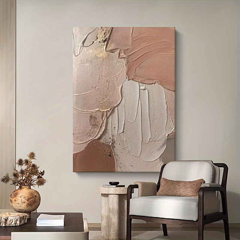 

Elegant Cream Abstract Wall Art - Soft Living Room & Entrance Decor, Light Luxury Hanging Painting