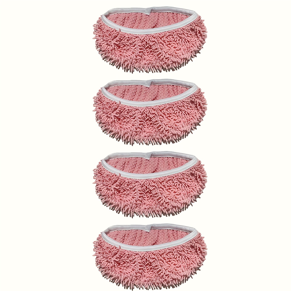 4pcs Washable Microfiber Mop Pads - Reusable Super Absorbent Suede Floor Cleaning Cloth, Compatible With Wide Mops, Ideal For Living Room, Bedroom, Bathroom, Kitchen - Pink, 2-in-1 Dry Wet Cleaning
