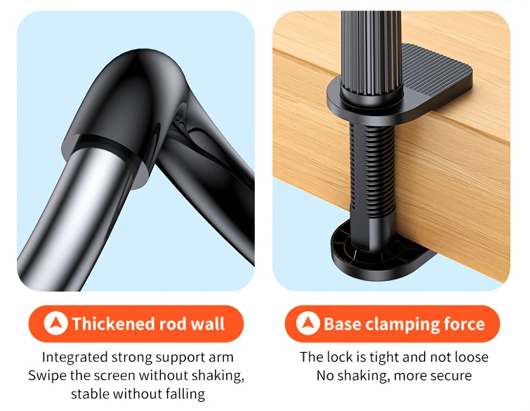 Support universel rotatif à 360 degrés de haute qualité pour tablette et téléphone avec base spirale réglable, support flexible pour utilisation sur bureau et lit - Appareil mains libres compatible avec téléphones et tablettes, idéal pour la maison et la voiture