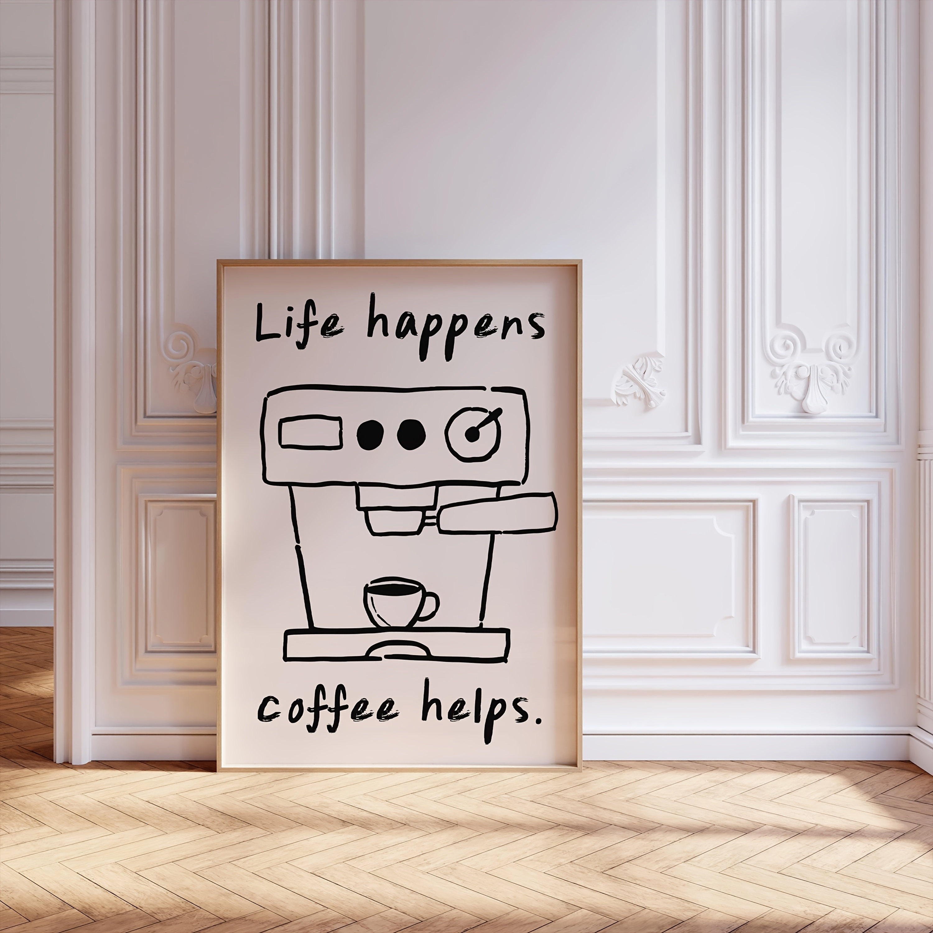 Image of 2d Flat, 2d Flat, 1pc Frameless Canvas Artwork Featuring , Emphasizing The Theme 'life , Coffee '. -themed Poster Is Perfect For Decorating Walls In Bedrooms, Living Rooms, Kitchens, And
