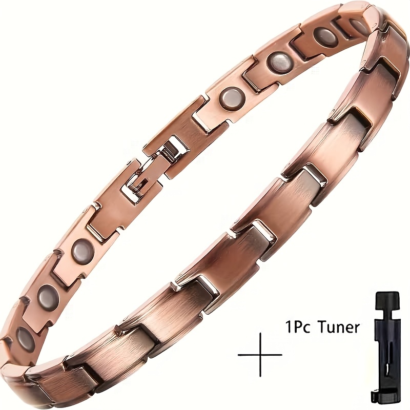 TEMU 1pc Of Ladies' Magnetic Copper Ankle Chain, Ladies' Magnetic Ankle Chain, Adjustable Length With Size Tool, Mother's Day Jewelry Gift
