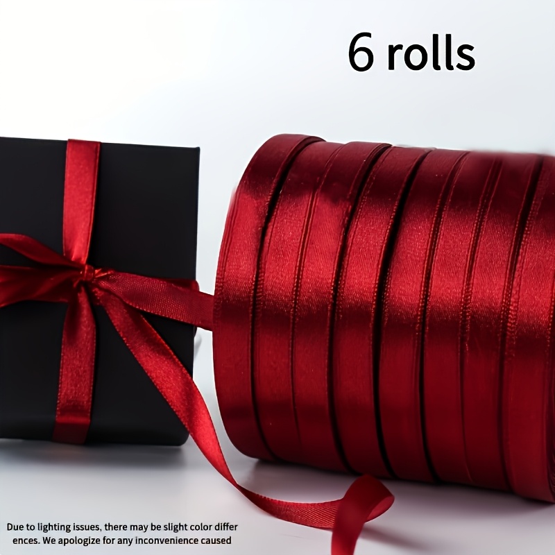 TEMU 6 Rouleaux de Ruban Satin - Chaque Rouleau Fait 866.14 Pouces de Long, Surface Lisse et Brillante, Idéal pour les Artisanats Main, les