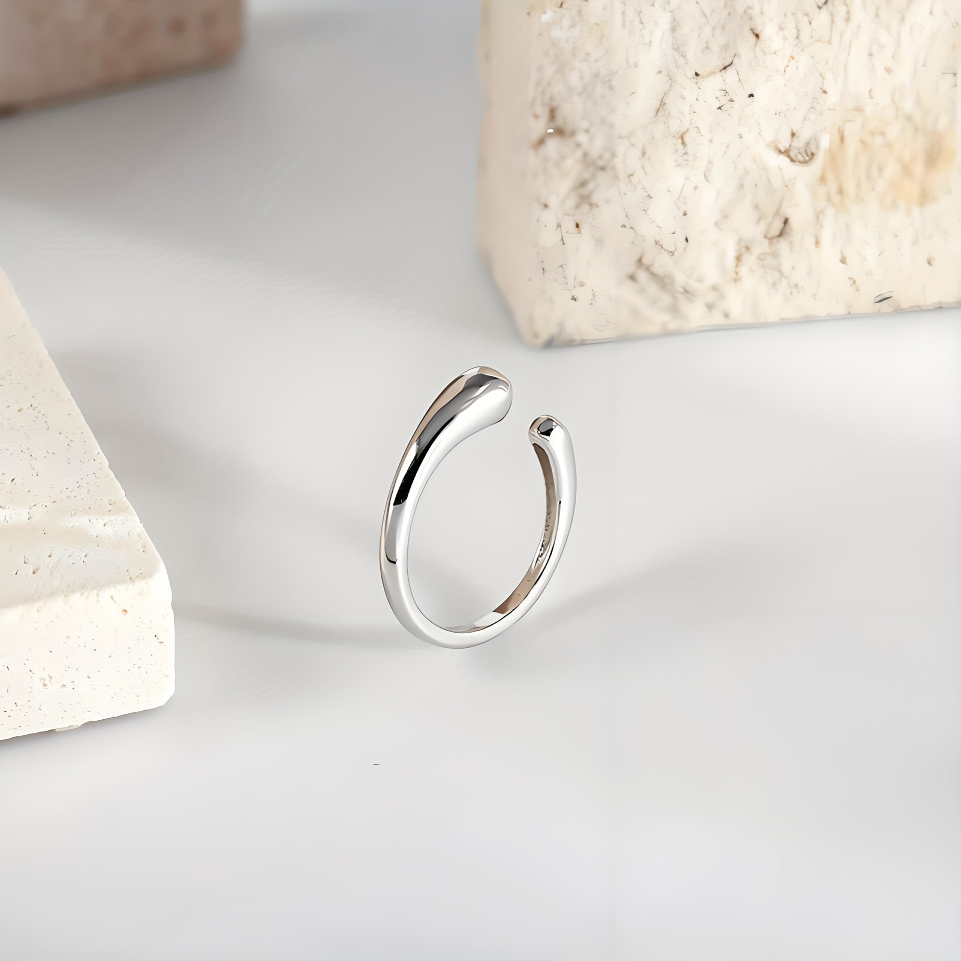 Women's Water Drop Stainless Steel Open Ring