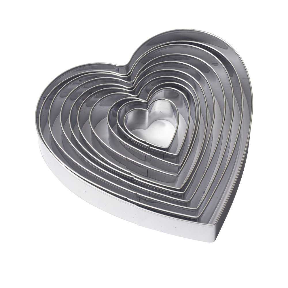 TEMU 10pcs Stainless -shaped Cookie Cutter Set, Commercial-grade Baking Tools, And Easy To Clean, Perfect For Valentine's Day , Wedding Desserts, And