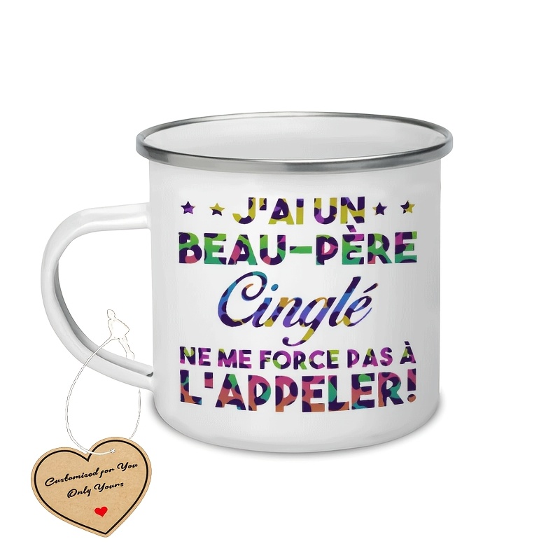 TEMU 1 pièce, Mug en émail 12,5 oz -père, Cinglé Design pour restaurant et entreprise, Convient aux boissons chaudes et froides, Parfait pour les