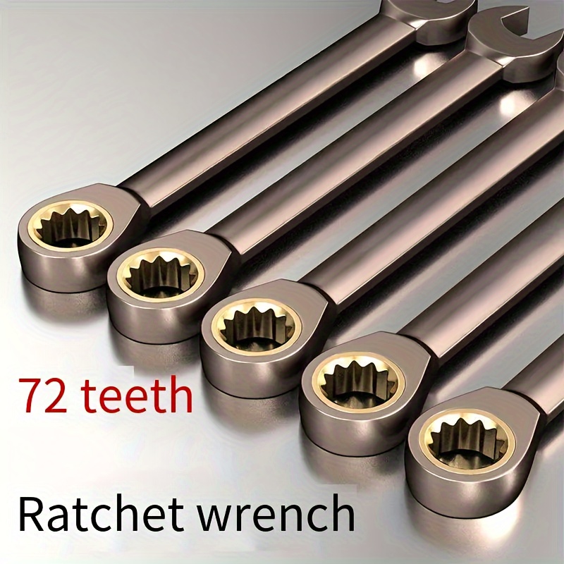 

Titanium Steel Ratchet Wrench Set, 72 Teeth, Reversible Quick Spanner, Dual Use Combination Metric Kit