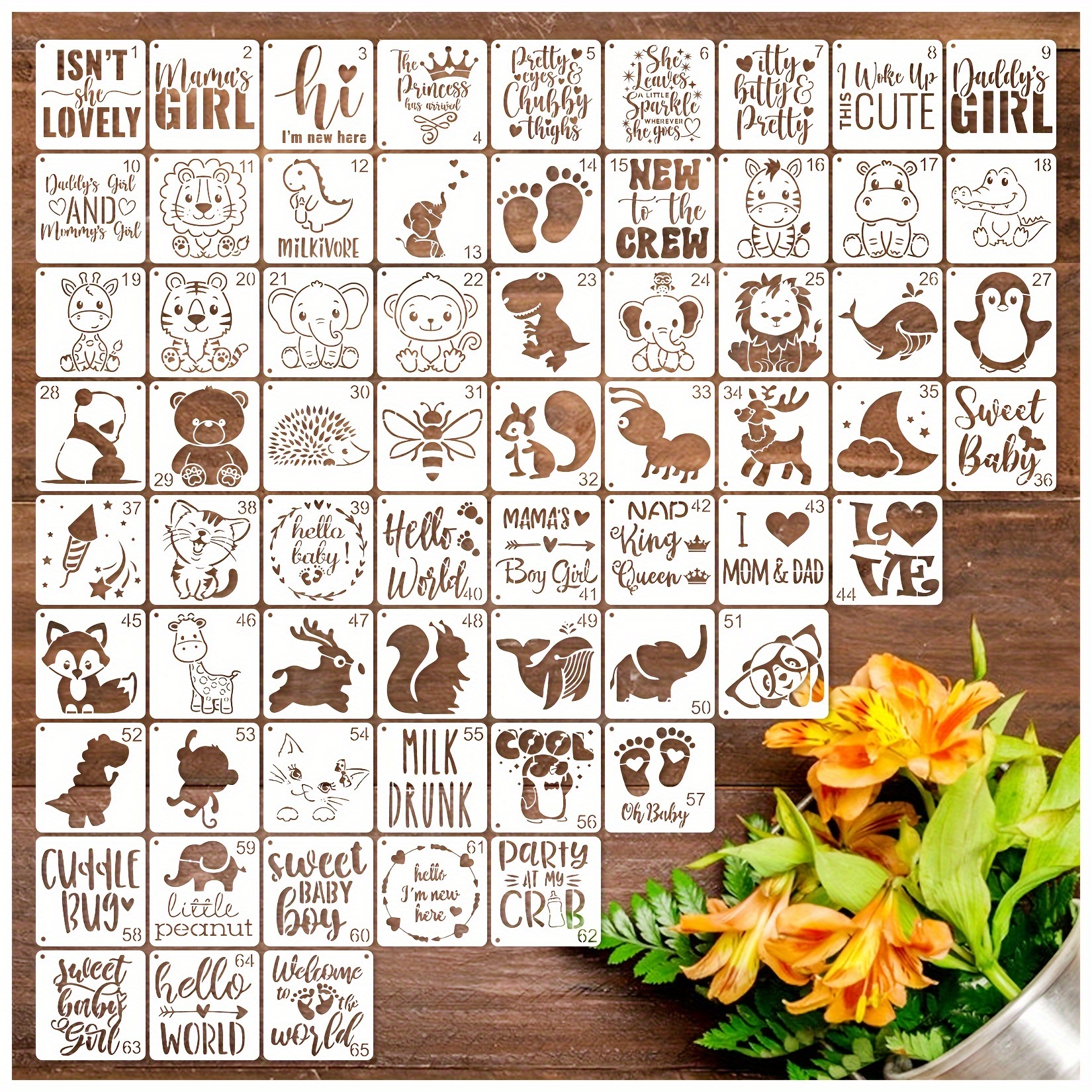 

65pcs Craft Stencils Set - Reusable Plastic Templates For Diy Scrapbooking, Home Decor, Signs, Shirts, Ornaments & Furniture Painting, Scrapbooking Stencils