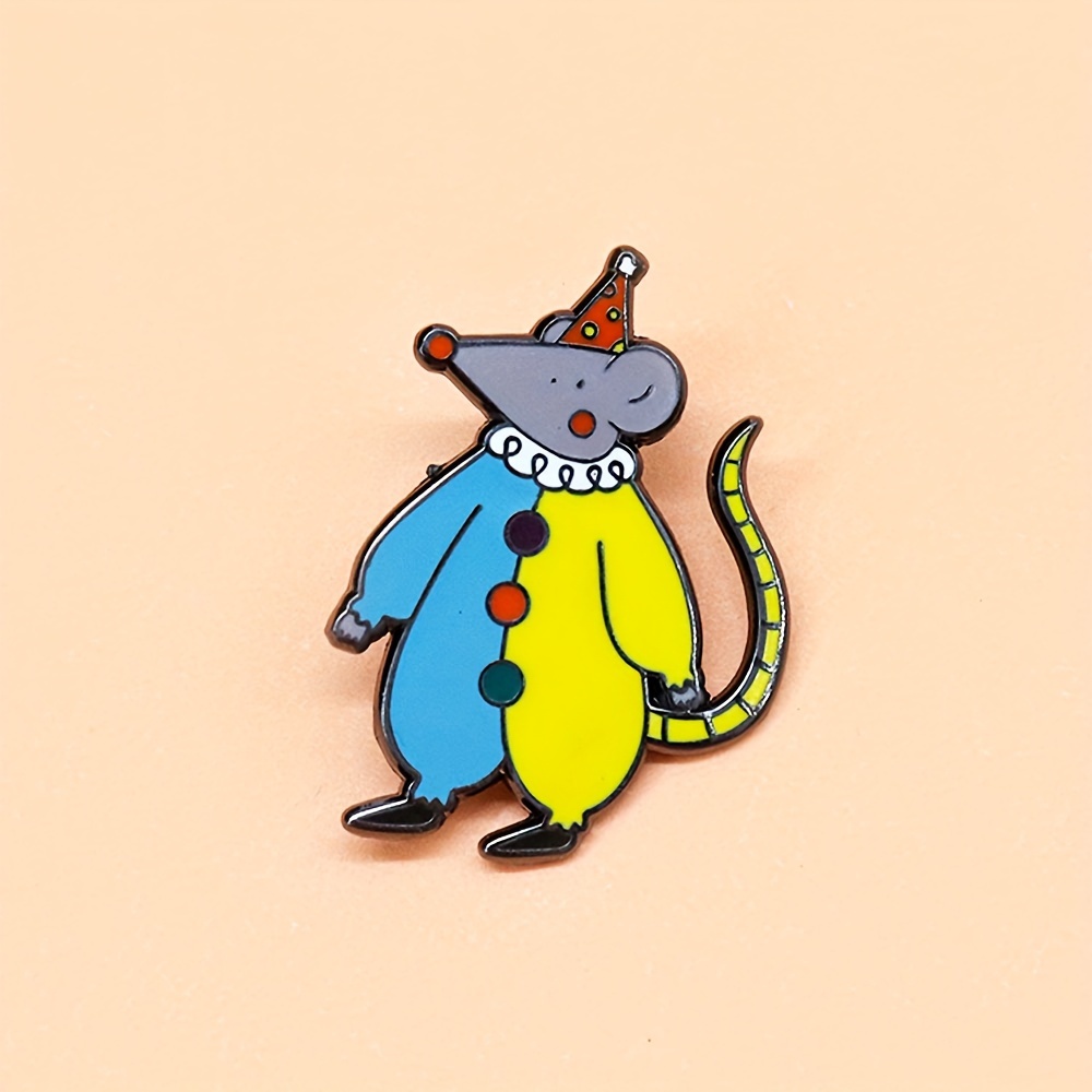 

1pc Cute Clown Mouse Enamel Pin Badge, Zinc Alloy, Suitable For Backpacks, Hats, Clothes, Brooches - Fun Accessory