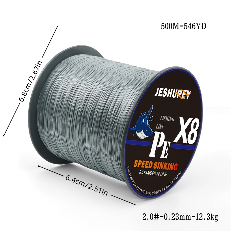 TEMU 8-strand Gray Pe Fishing Line, 300/500m Smooth And Smooth Fly Fishing Sea Fishing Boat Fishing Line, Fishing Line By Fishing Enthusiasts