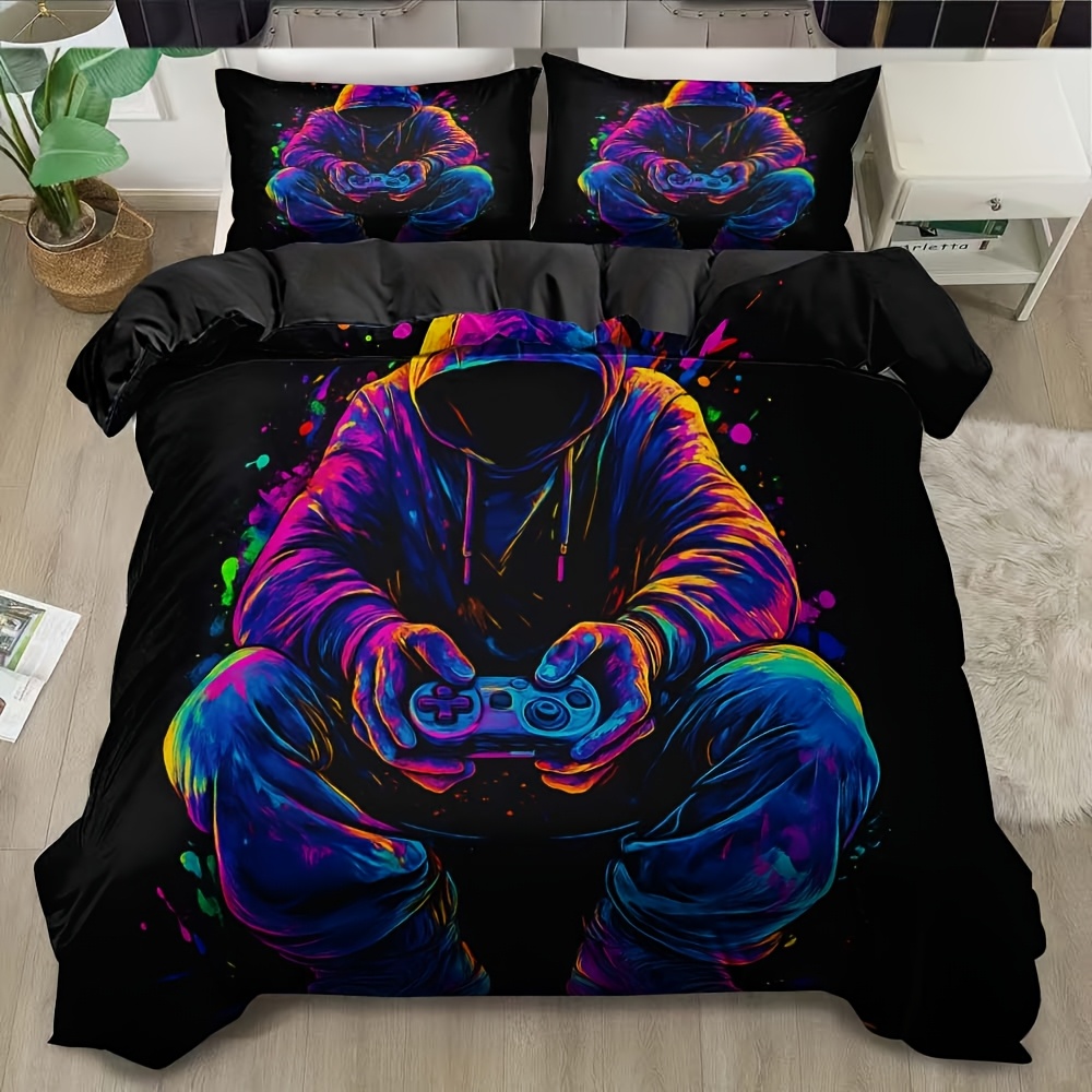 TEMU 3pcs Bedding With Trendy Style - Game Character Polyester Printed Duvet Cover Set, Without Filling, Soft And Comfortable Fabric, Suitable For