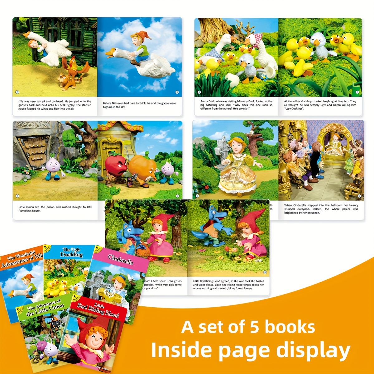 A Box Containing Five Bedtime Storybooks in English, a Gift Set of Early Learning Stories That Children Love.