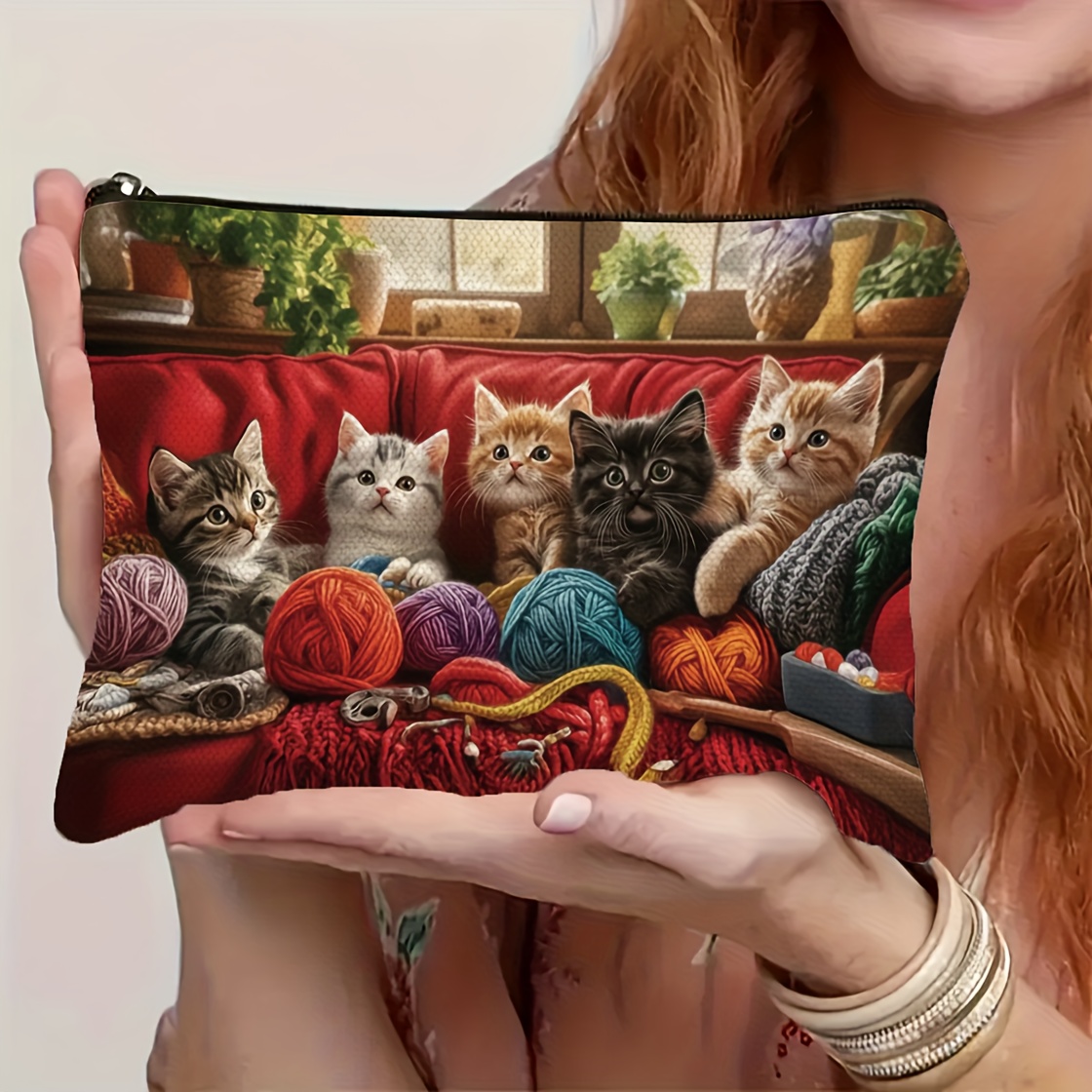TEMU 【商品名】可愛い猫モチーフの折りたたみ式洗面用具バッグ、付き。結婚式、休暇、キャンプ、ビーチに最適。猫好きへの理想的なギフトに。看護師の日や母の日のプレゼントに最適。丈夫なデザイン。