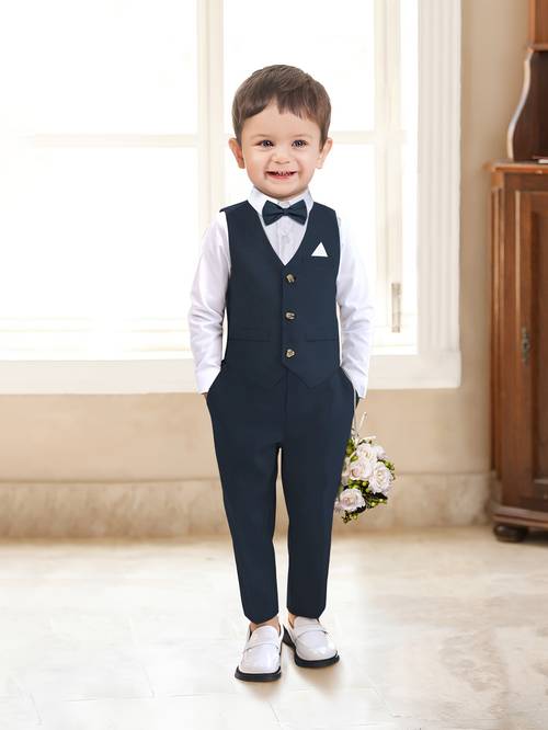 2026 childrens spring summer long sleeve suit set 4pcs boys formal wear for weddings birthday parties family and school performances