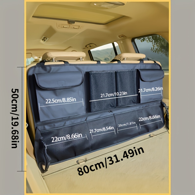 TEMU Car Trunk Organizer Bag, 9- With Large Capacity, Rear Hanging Installation, Suitable For Classified Storage Of Items And Space- (black, 31.49 X