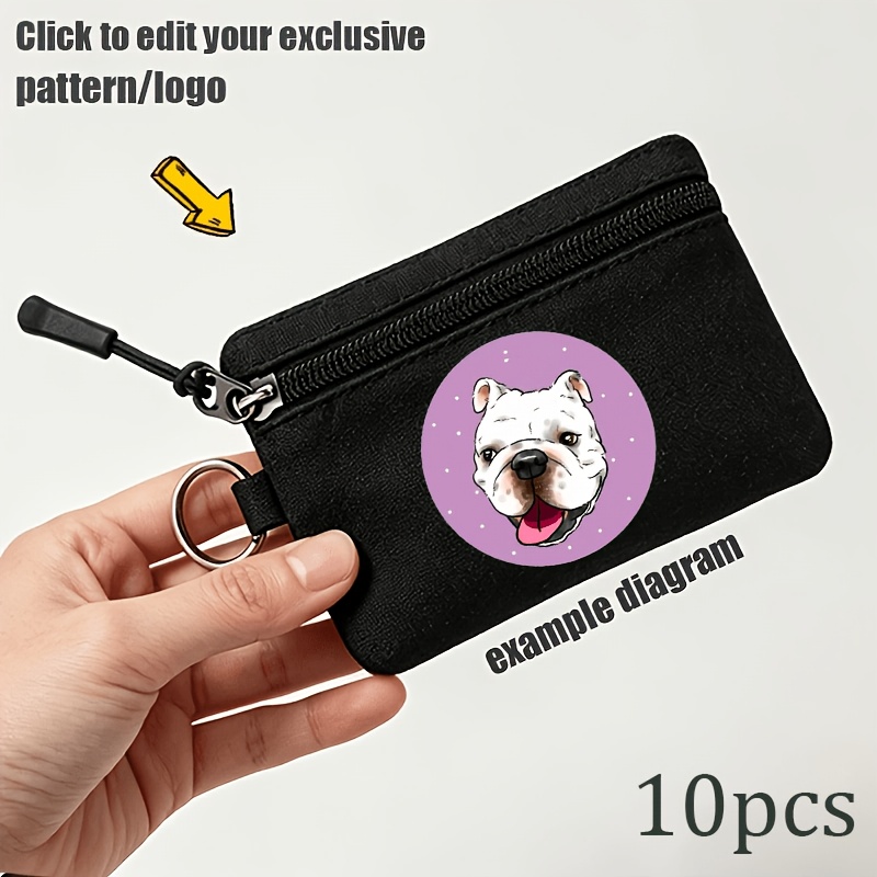 TEMU Pochette à pièces 5/10 pièces à motif personnalisé, mini sacs de rangement personnalisés avec LOGO/motif/ pour objets, pochette portable à