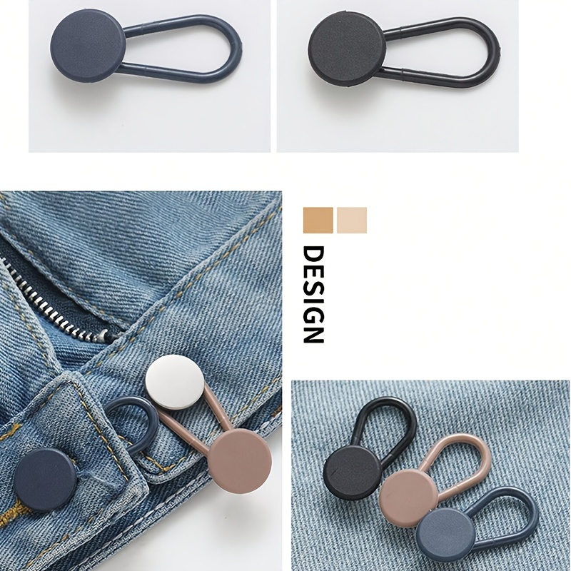 6-Pack Universal Fit Waistband Extenders, No-Sew Detachable Denim Button Extenders, Adjustable Elastic Waistband Buttons for Jeans, Casual Street Style, Plastic, for Daily Commute, College, Outings
