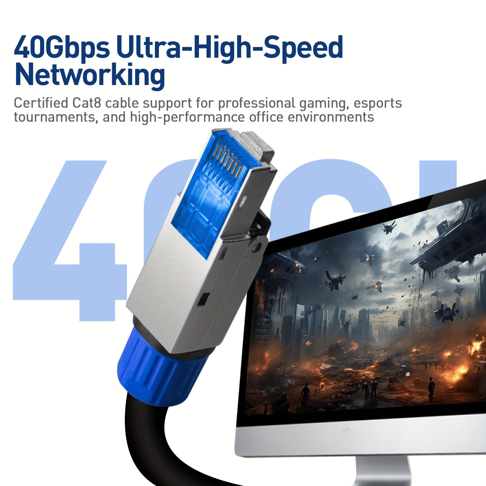 Zoeraxrj45 Connecteurs de câble Ethernet CAT8 CAT 7 CAT6A sans outil blindés pour câbles réseau 40 Gbps et 10 Gbps, adaptés aux câbles LAN STP 22~26 AWG