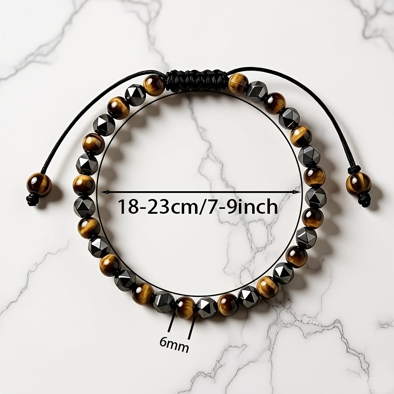 TEMU 1pc Pulsera de y el Éxito de 6Mm | Pulsera Tejida con Natural y Rueda Solar, Cordón Elástico Ajustable Moderno y Versátil para Uso Casual -