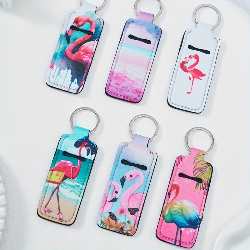 

New Flamingo Lipstick Holders With Keychain, Neoprene Animal Pouch, Multi-purpose Accessories For Bags