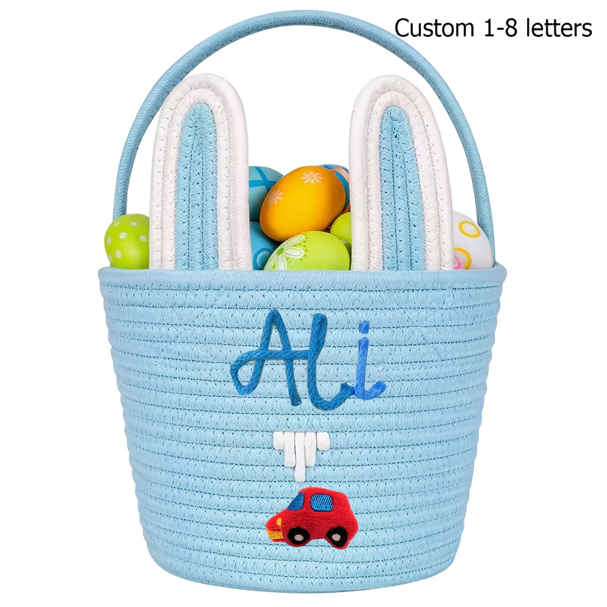 Personalized Custom Name Woven Rabbit Storage Basket
