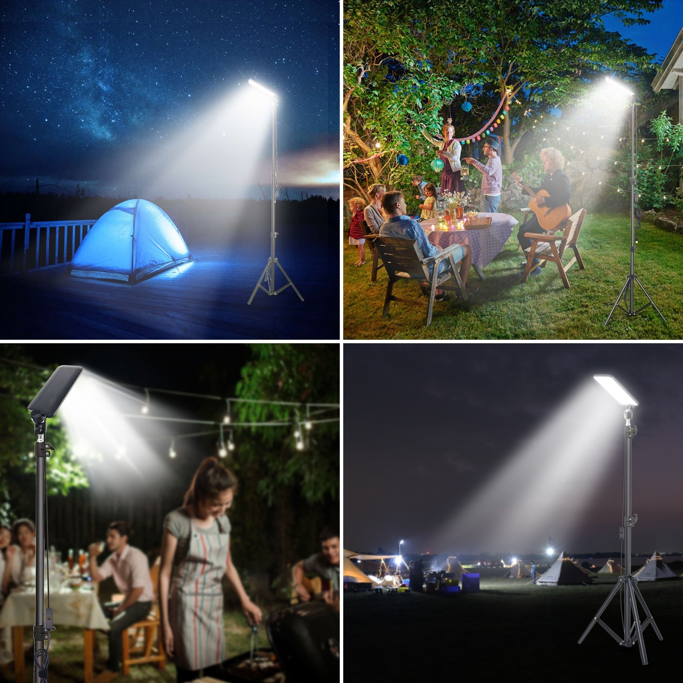 Lampe LED Camping/travail Portable – Haute Luminosité, USB, Support Télescopique