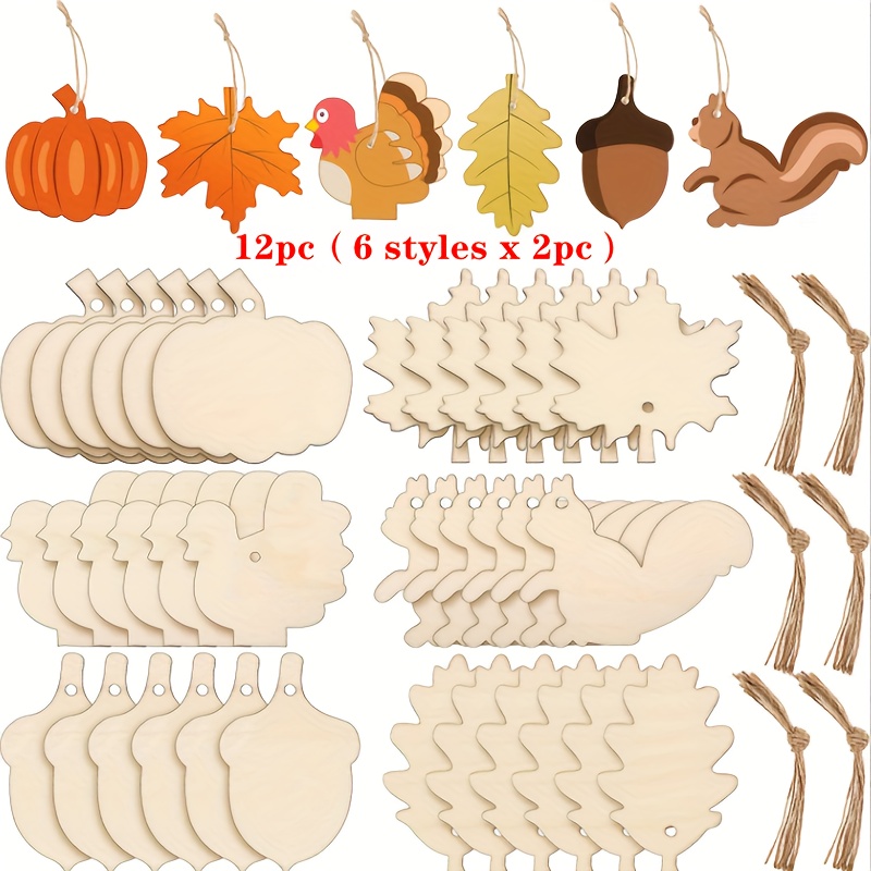 

[top-] 12pcs Thanksgiving Wooden Ornaments Set - , Turkey, , & For Diy And Decorations - For Christmas, Weddings, &