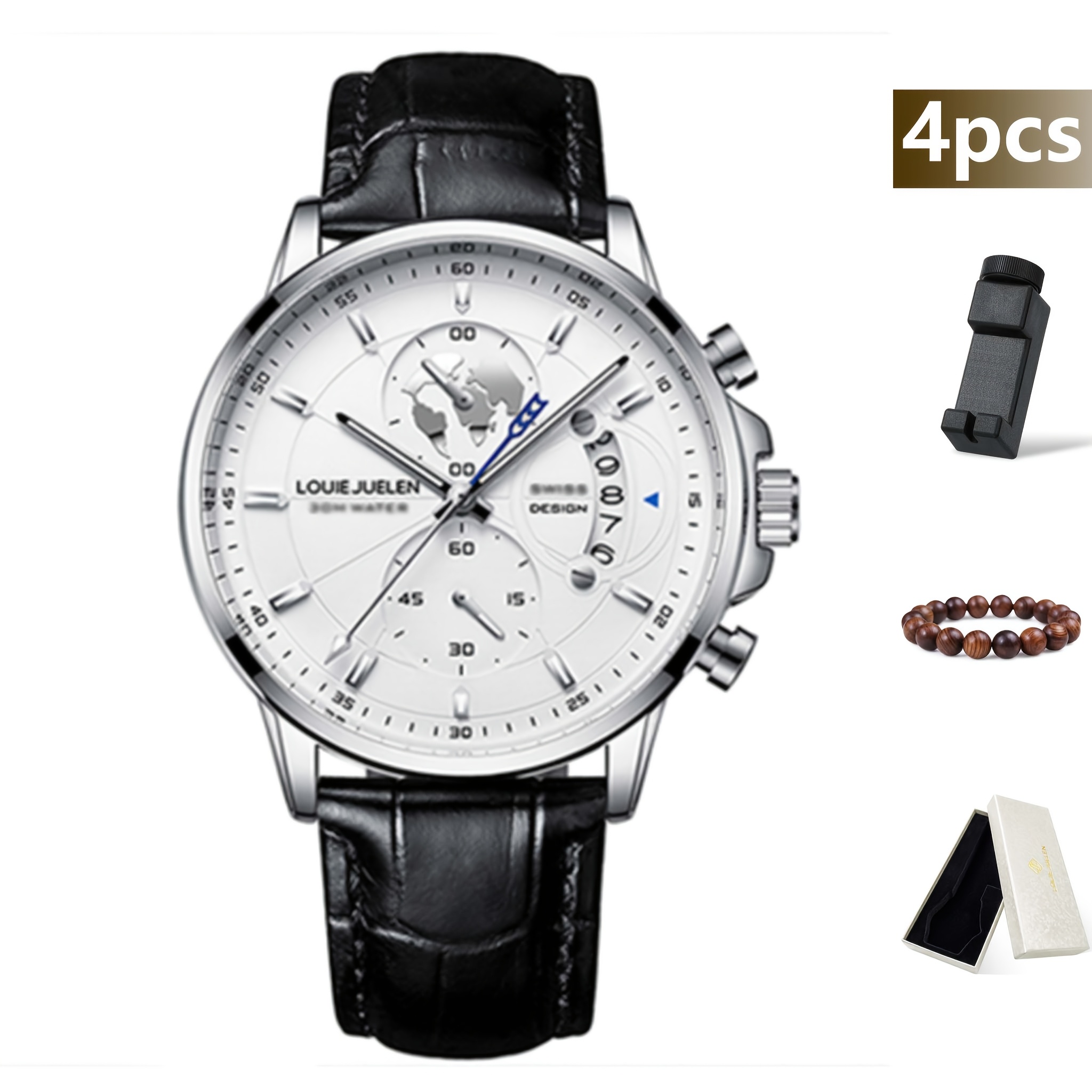4pcs Brand Genuine Men's Watches. Featuring A Display, A Reliable And Watch For Men, Making It The For A Gift, Without Battery