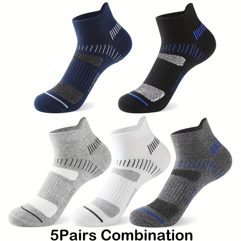 TEMU 5 Pairs Men's Short Socks, Comfy Casual Sports Socks For Basketball Running