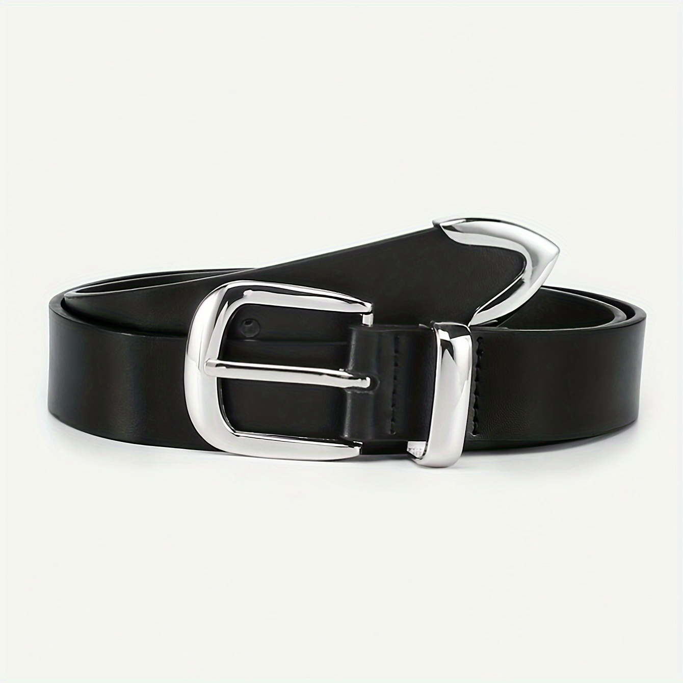 TEMU 1pc Men's Silvery Casual Pu Belt, Suitable For Daily Life