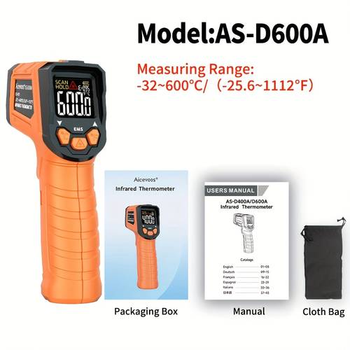 handheld digital infrared thermometer gun non contact laser temperature metergun temperature tester instruments pyrometer professional thermometer kitchen temperature tools emisivity adjustability industrial thermometry handheld device pyrometer tool
