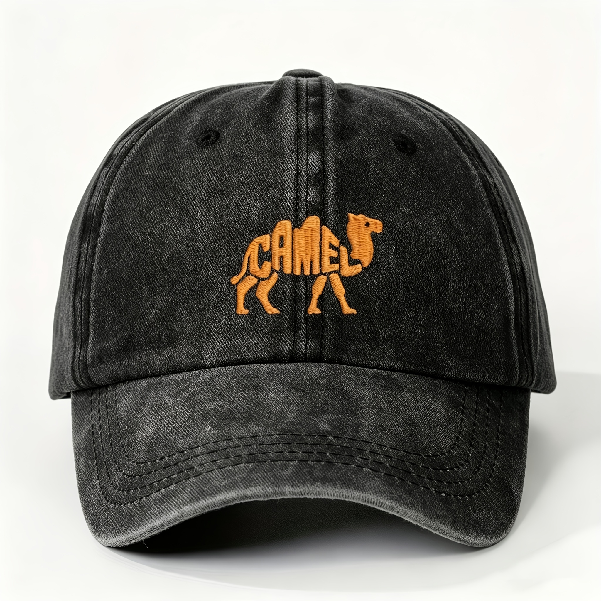 TEMU 1 Embroidered Camel Washable Baseball Cap, Unisex Trucker Hat, Breathable And Adjustable, Golf Women's Fashion Curved Brim Y2k Couple's Style