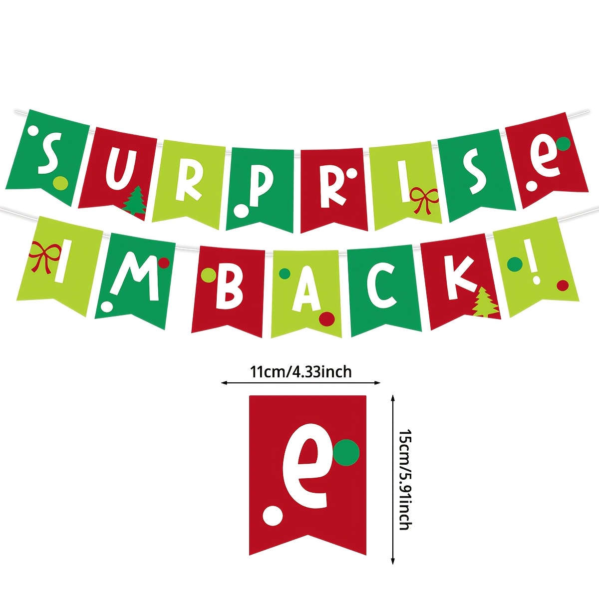 TEMU 15pcs "surprise " Christmas Elf Banner, Letter Bunting Garland, Xmas Hanging Decor For Fireplace Mantel, Wall Background, Indoor Home Holiday