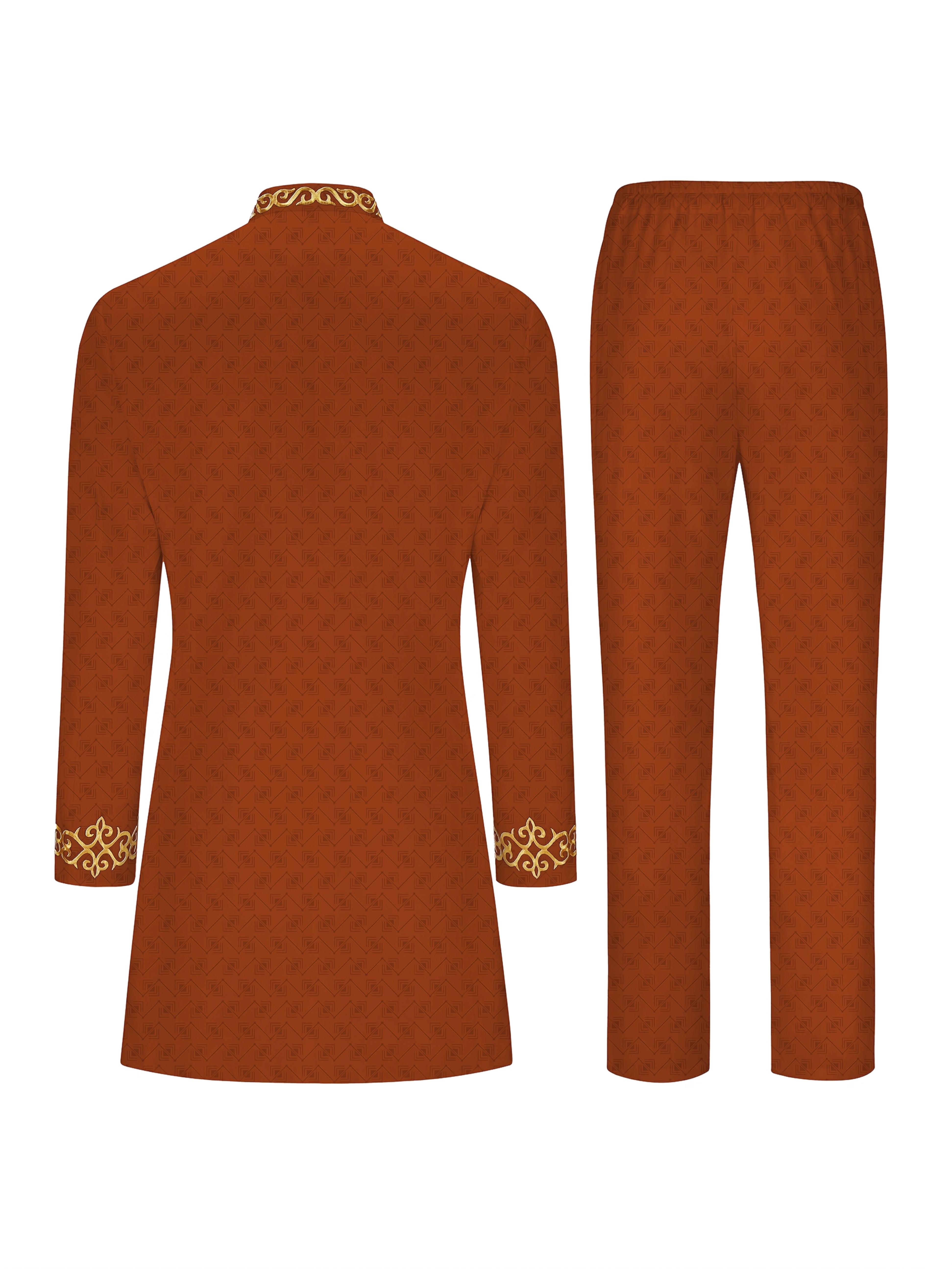 Men's Casual Long-sleeved Two-piece Suit, Mid-length Top And Trousers, Casual Suit, Business Casual, Modern Menswear, Geometric Pattern, Durable Material, Machine Washable, Longsleeve Suit, Matching Set, Office Workers, Stylish Men