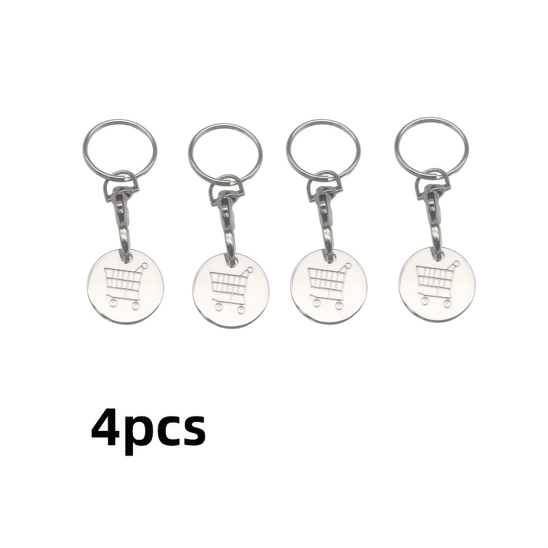 E-shop 4er-Set Edelstahl-Token-Schlüsselanhänger, Einkaufswagen-Token-Halter zum Aufsperren, minimalistischer Schlüsselanhänger-Schmuck, ideales