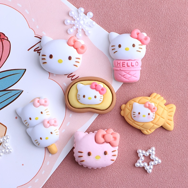 

Sanrio 1 Set Hello Kitty Mini Resin Charms, Abs Material, Cute Kitty Themed, Diy Phone Case, Headwear, Hair Clip, Headrope, Biscuit String Tree Accessory Decor