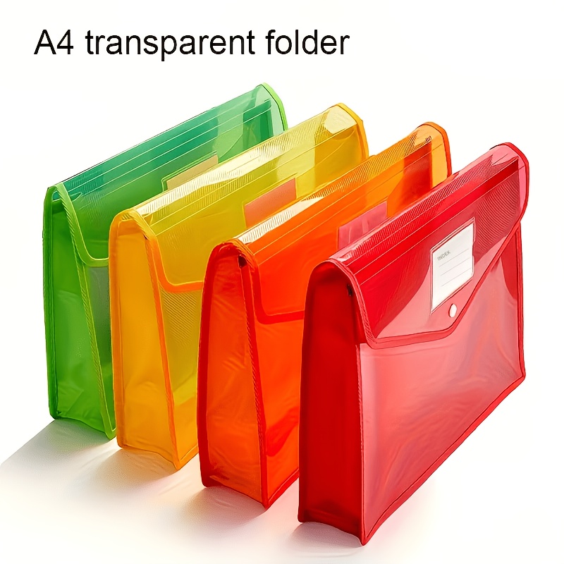 TEMU 4pcs A4 Expandable File Folders, Expandable And, Snap Closure, Durable Pp Material - Suitable For School And Office Storage, Accordion File