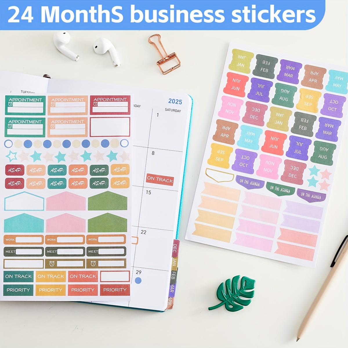 

24 Months Business Stickers: Monthly Labels For Planners - Office Supplies