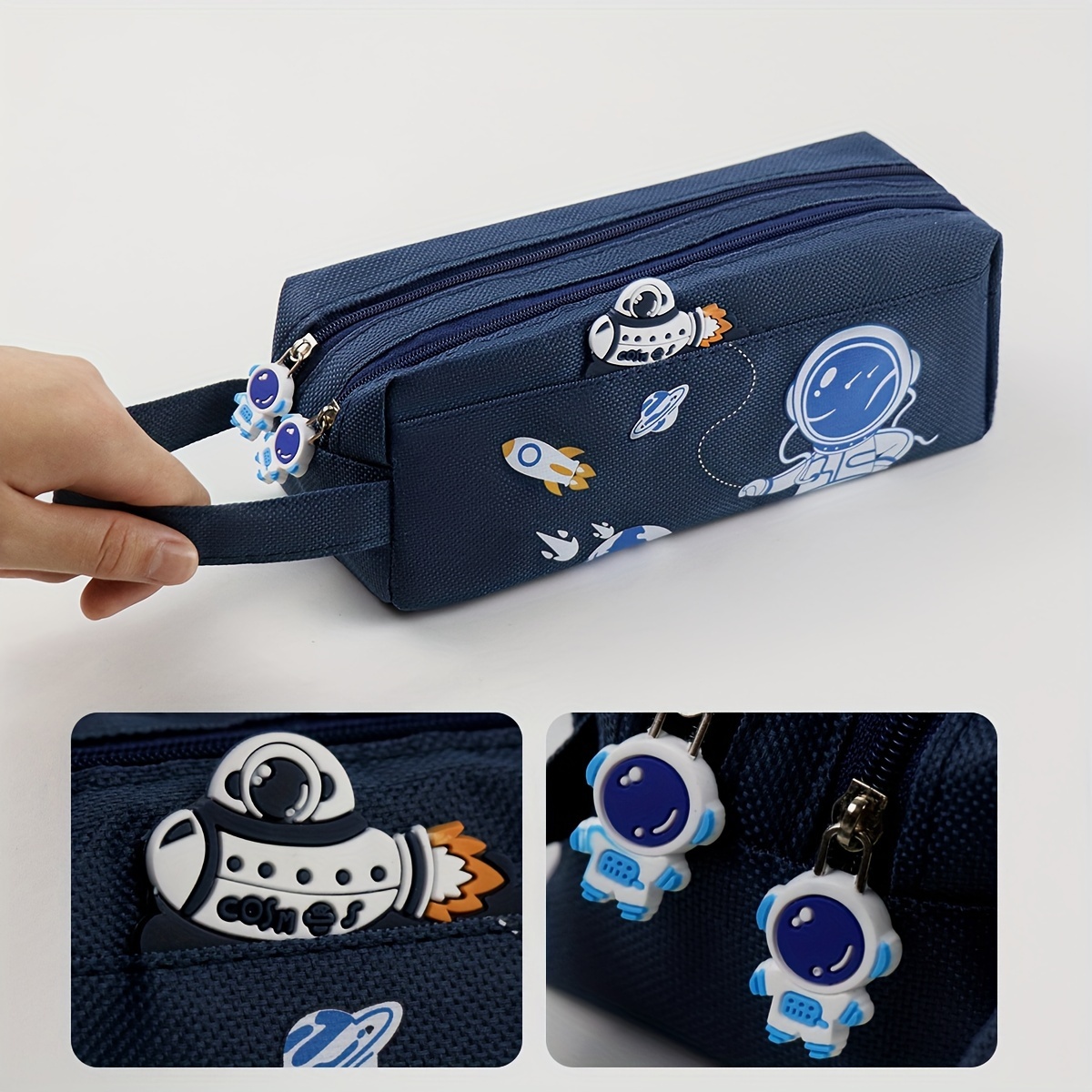 

Space Astronaut Portable Pencil Case Cute Cartoon Animal Stationery Bag School Supplies Storage Bag Double-layer Large Capacity Canvas Pencil Bag Gift