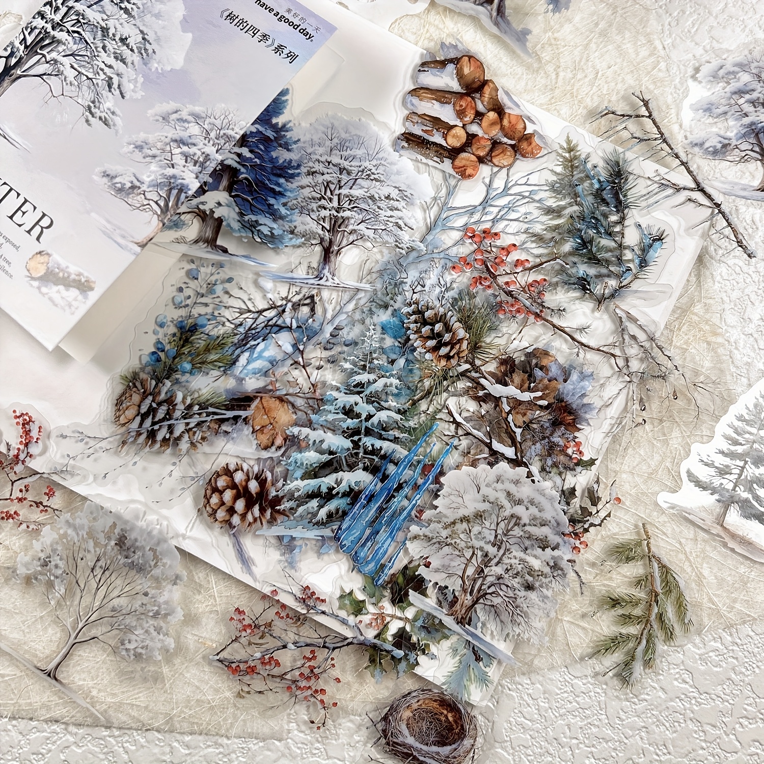A Pack Of 50 Vintage Tree And Stickers For Journal Diy Collage, Scrapbooking, And