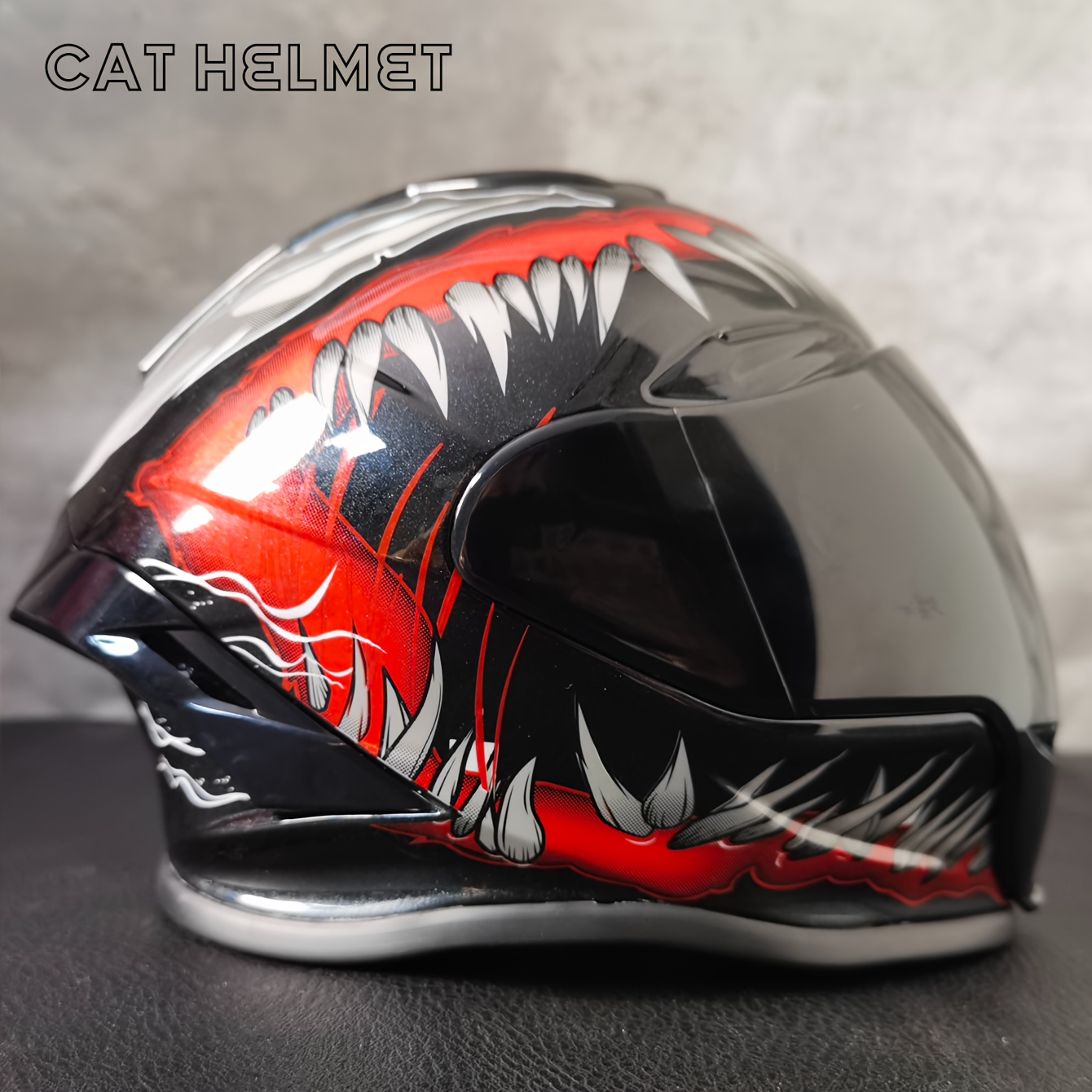

Nbtk Monster Fangs Wild Themed Pet Helmet, Abs Material, Miniature Motorcycle Full Helmet For Cats And Dogs, Cool Safety Headgear With Replaceable Dual Visor Lengths
