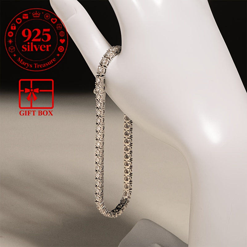 925 Silver Men' Moissanite Bracelet, Product Weight 10.96g, , Luxurious Design, High-quality Moissanite, Perfect For Oktoberfest, Music Festivals, Weddings, Parties, Commuting, In A Fancy Gift Box