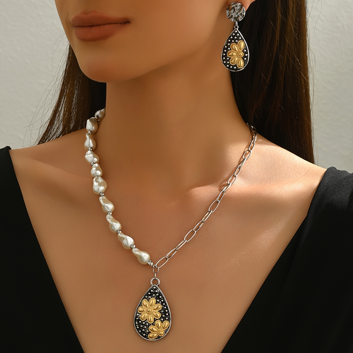 Elegant Drop Necklace & Earrings Set