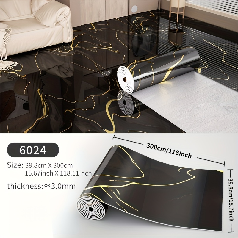 E-shop 1 Rolle, 118.11 Zoll X 15.67 Zoll (300 Cm X 39.8 Cm), (Verdickt 3.0Mm) Luxuriöse Marmor Bodenfliese, High-End Goldfolien Reflektierender Effekt,
