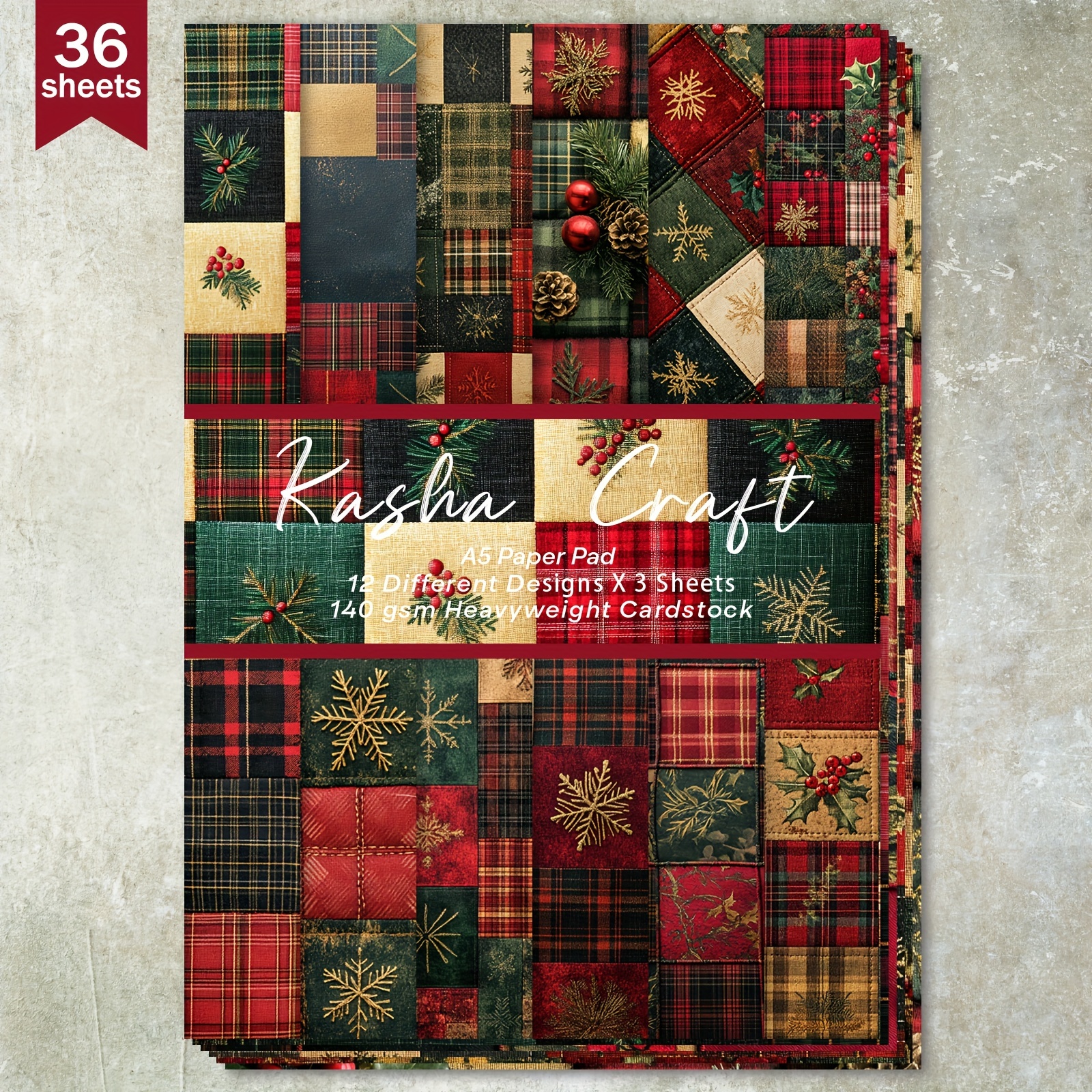 

36-sheet A5 Christmas Craft - & With Pine Cones And Holly Design For Scrapbooking, Bullet Journals, Greeting Cards, And Diy Projects