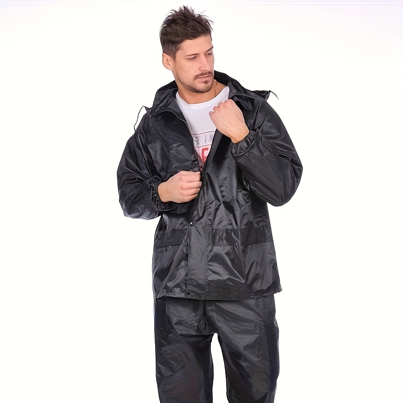 heavy duty full zip waterproof motorcycle rain suit hooded Temu