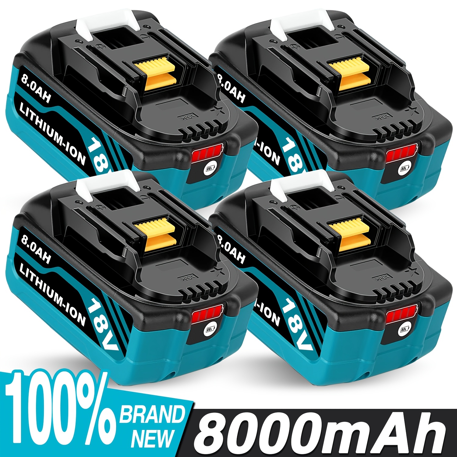 TEMU For Makita 18v Power Tool Battery Pack Set, 8.0ah High-capacity Output Mode, Essential For Outdoor And Electric , , Charging, Compatible With