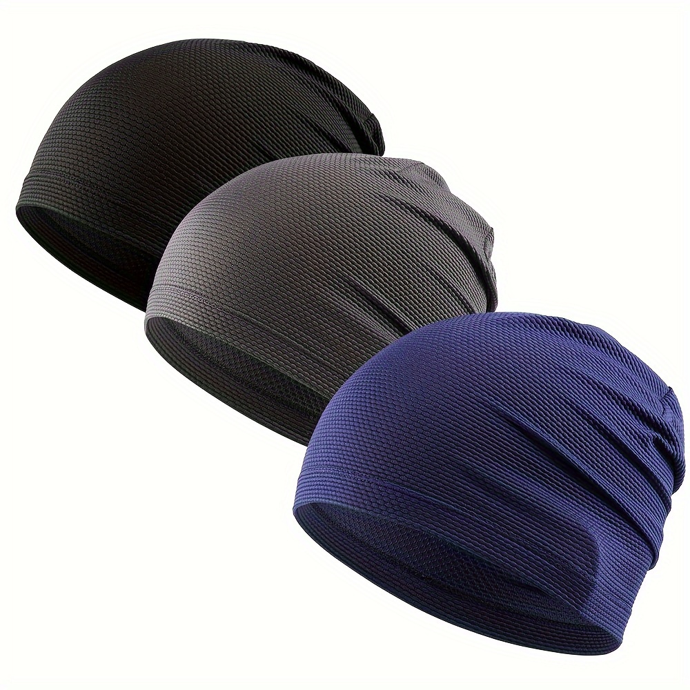 

3pcs Quick-dry Beanie Cap For Men Women- Stretchable, Breathable For Running, Cycling Outdoor Sport