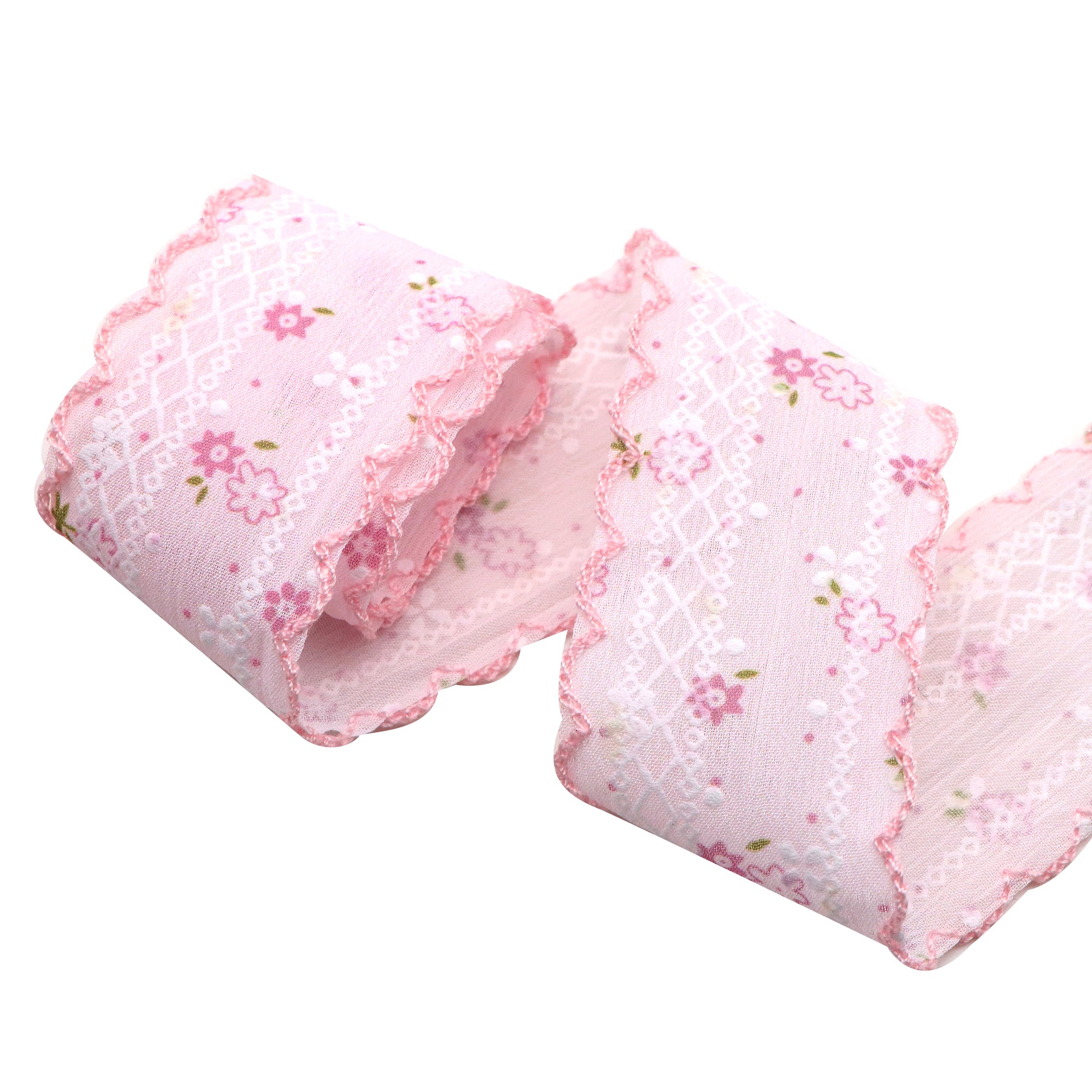 TEMU Ruban en de 5 pour emballage cadeau, dentelle florale vintage à bord festonné et embellissement de petites fleurs pois - Biais de tissu rétro à