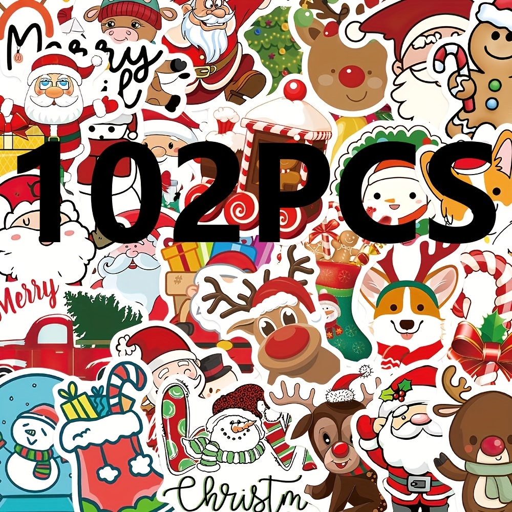 TEMU 102pcs Christmas Stickers For Decorating Suitcases, Refrigerators, Laptops, Planners, Phone Cases, Ipads, And Water Cups, Decals